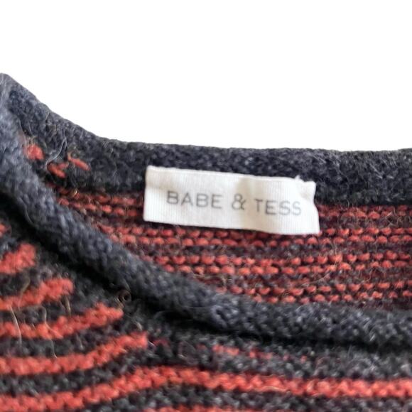 Babe & Tess boys alpaca blend grey burnt orange stripe sweater size 3 - Picture 2 of 7